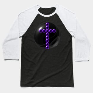 Purple Cross in Glass Ball Baseball T-Shirt